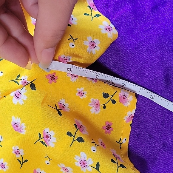 Shein mustard yellow pink floral off shoulder 2 piece set - Picture 11 of 15